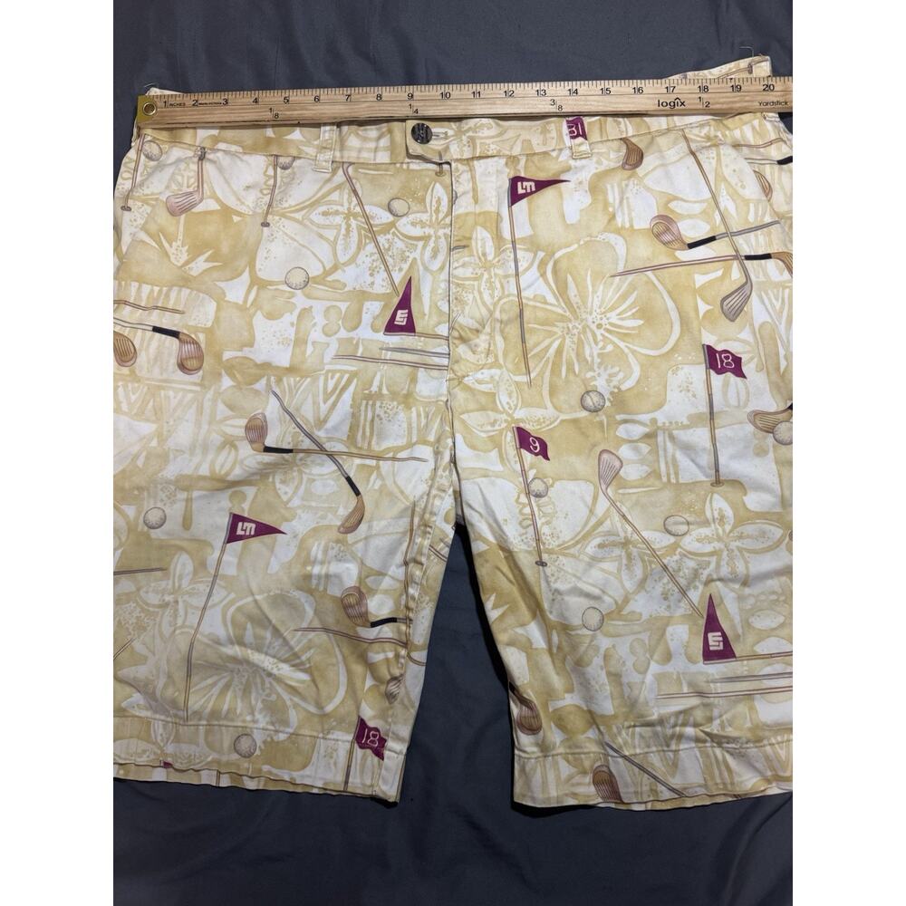 Loudmouth Golf Shorts Mens 40 Novelty Yellow Graphic Print 11” Inseam Preppy - Picture 3 of 11